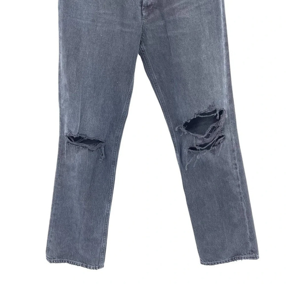 Agolde Lana Straight Jeans Disorder Wash Denim Distressed Charcoal Black Size 27 - Picture 6 of 9